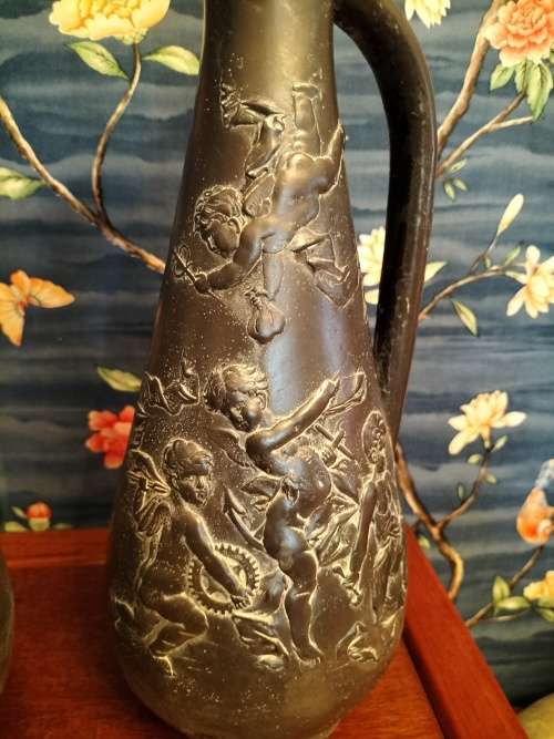 Pair of Art Nouveau Pewter Ewers