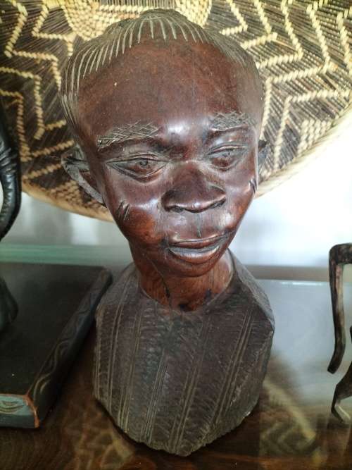 Wooden Carved African Woman Bust