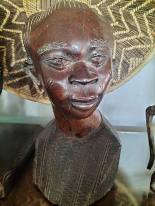 Wooden Carved African Woman Bust