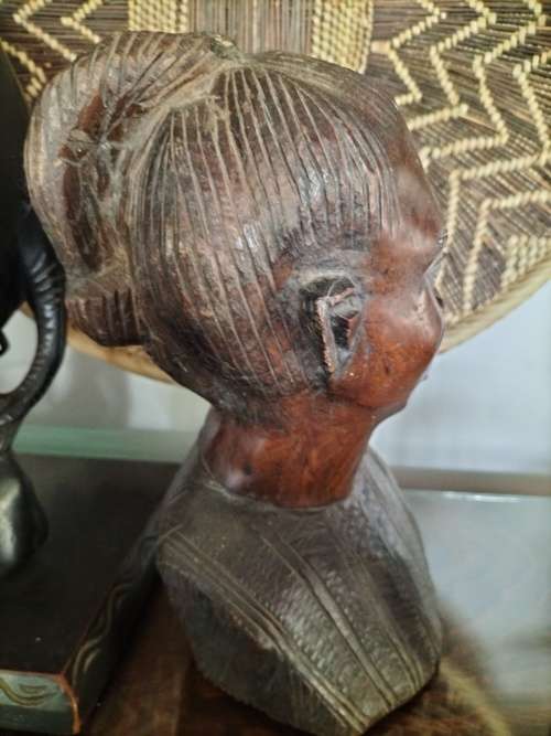 Wooden Carved African Woman Bust