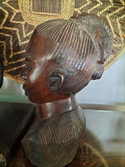 Wooden Carved African Woman Bust