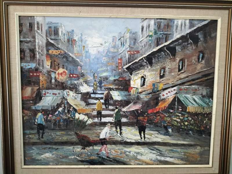 Tang Ping Market Scene Painting