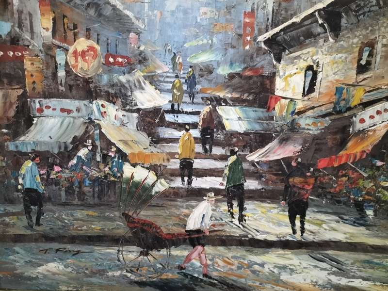 Tang Ping Market Scene Painting