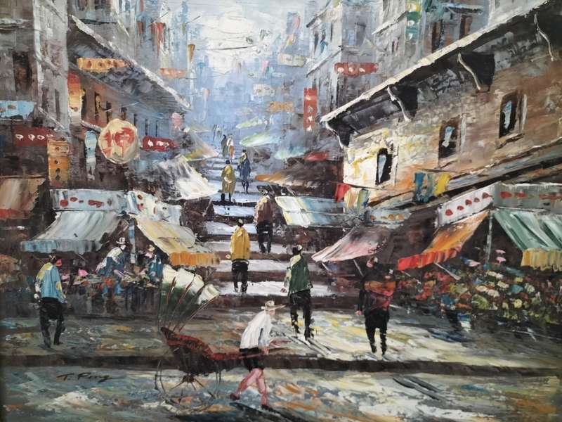 Tang Ping Market Scene Painting