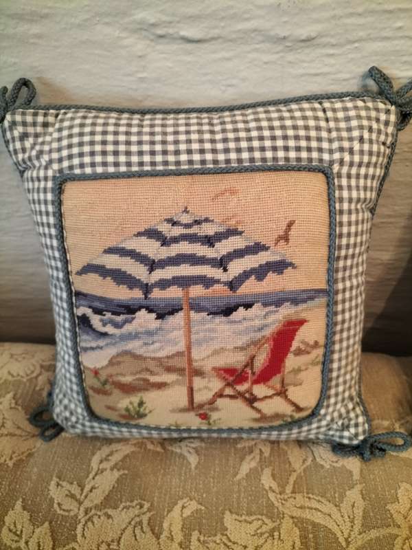 Beautiful Tapestry & Gingham Cushion