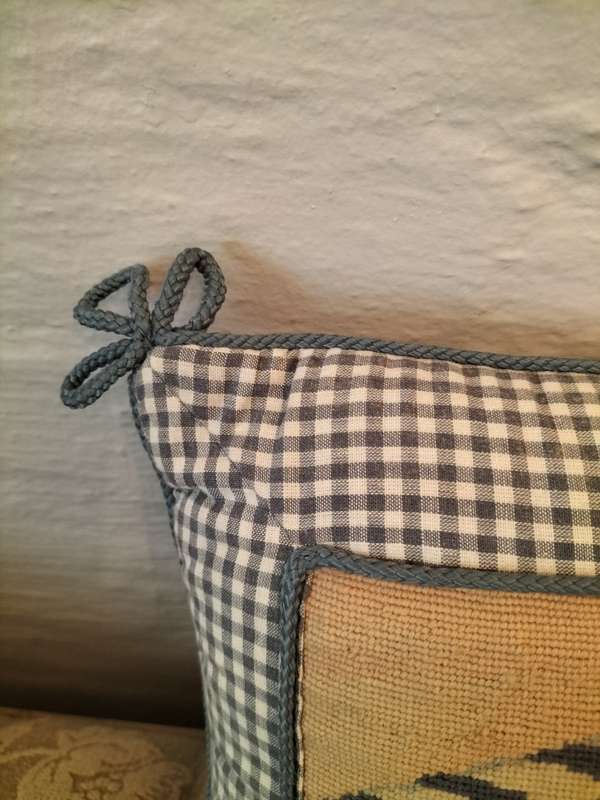Beautiful Tapestry & Gingham Cushion