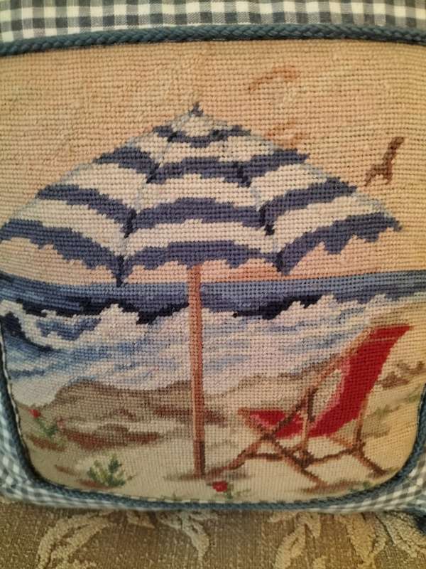 Beautiful Tapestry & Gingham Cushion