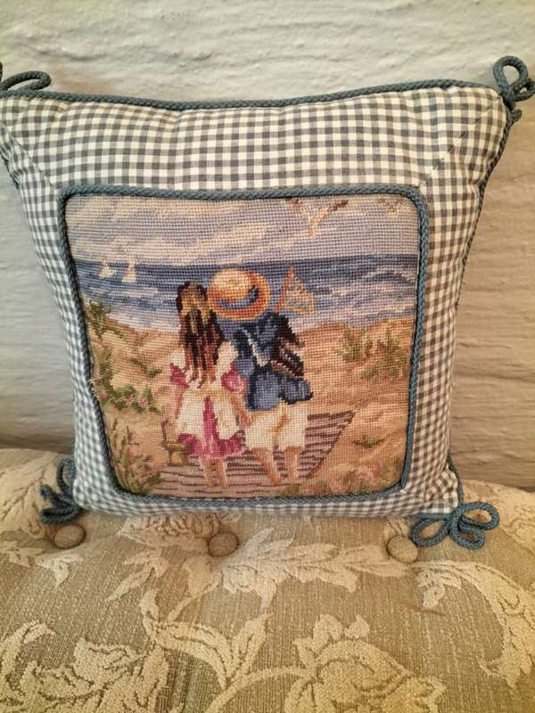 Beautiful Tapestry & Gingham Cushion