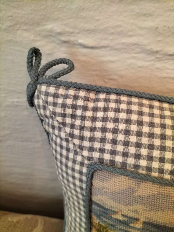 Beautiful Tapestry & Gingham Cushion