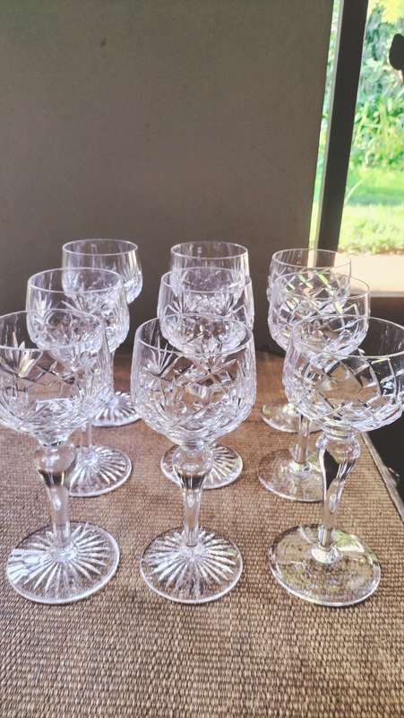 Set of 9 Stuart Crystal Wine Glasses