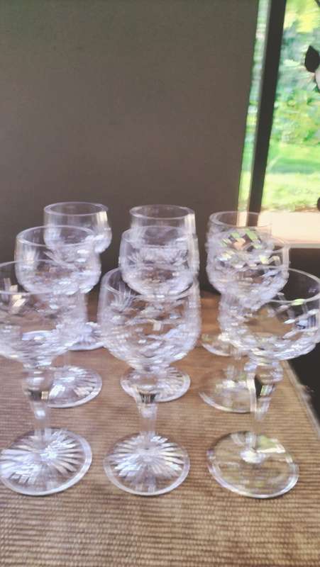 Set of 9 Stuart Crystal Wine Glasses