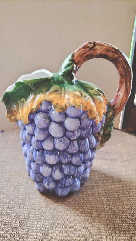 Majolica Grape Pitcher Made In Italy