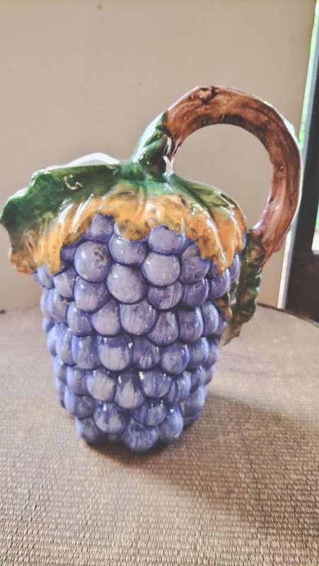 Majolica Grape Pitcher Made In Italy