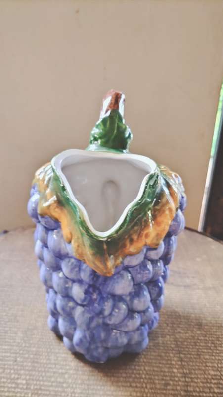 Majolica Grape Pitcher Made In Italy