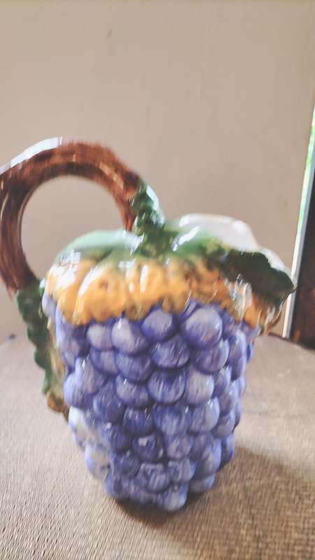 Majolica Grape Pitcher Made In Italy