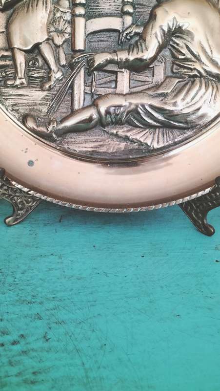 Solid Bronze Plate with Low Relief Sculpture of a Chair Maker Dutch