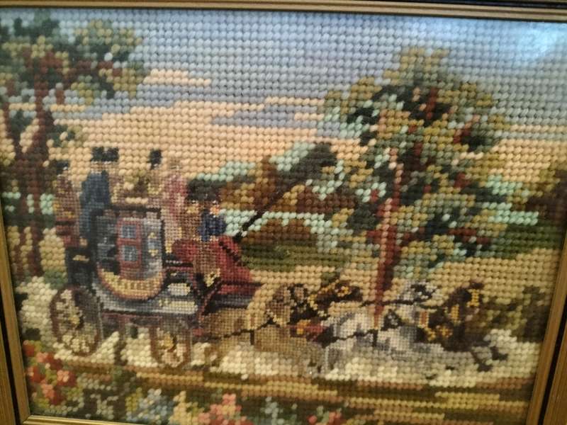 Pair of Framed Tapestries of Carriages