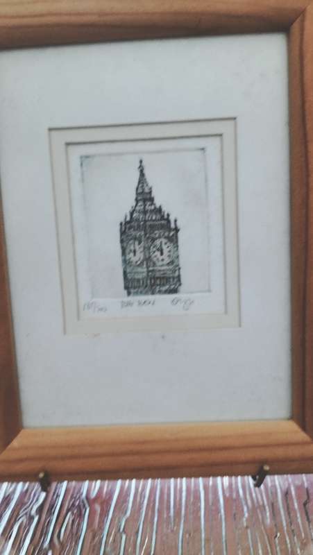 Pair of Dorothy Lloyd Griffin`s Etchings - Big Ben & London Taxi`