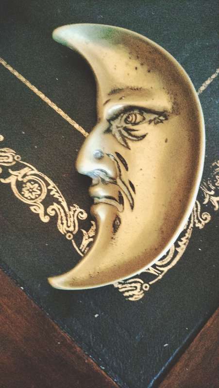 Vintage Solid Brass 1)2 Moon Pin Tray