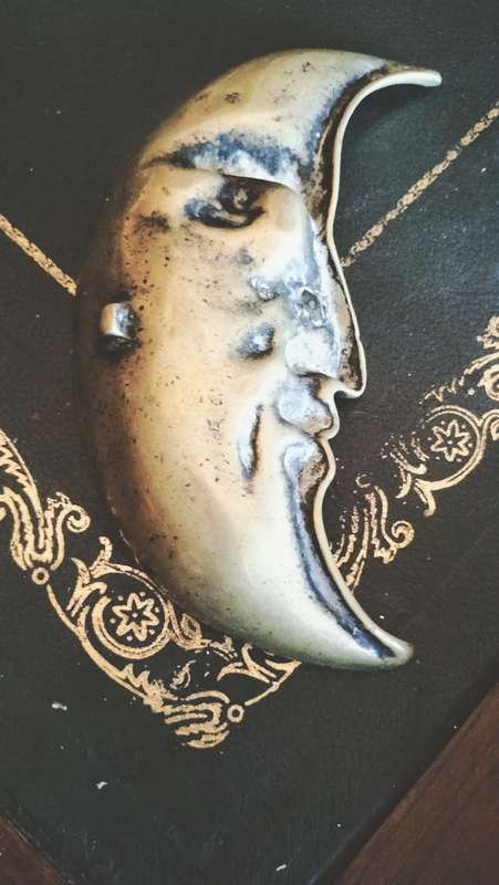 Vintage Solid Brass 1)2 Moon Pin Tray