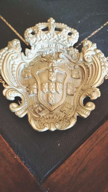 Antique Cast Brass Crest Pin Tray