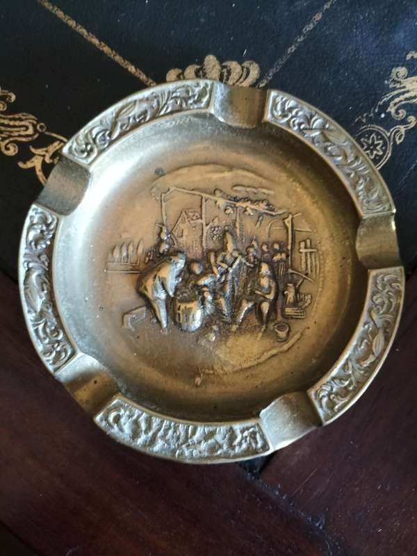 Vintage Brass Ashtray Dutch Relief