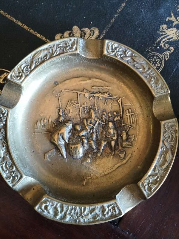 Vintage Brass Ashtray Dutch Relief