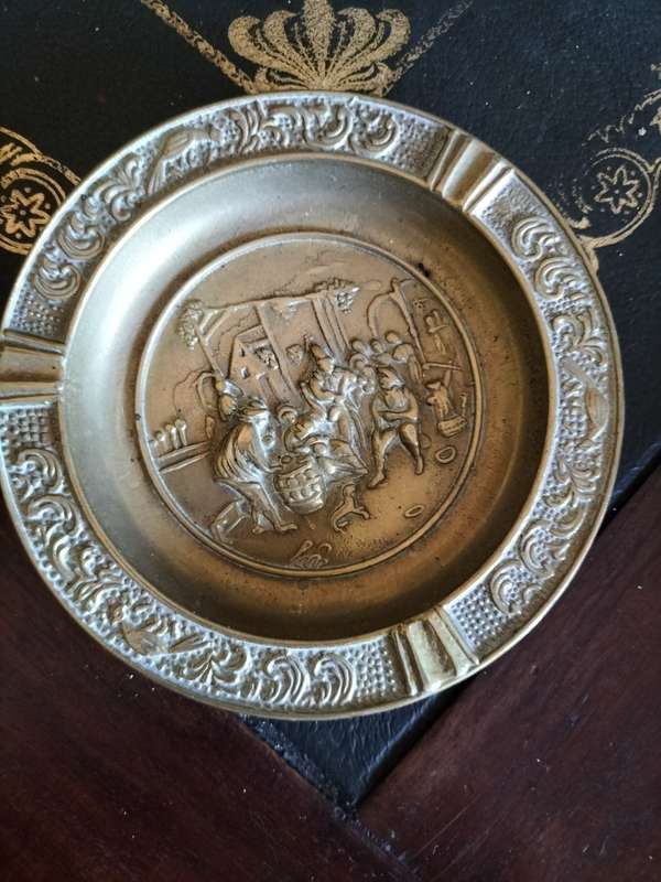Vintage Brass Ashtray Dutch Relief