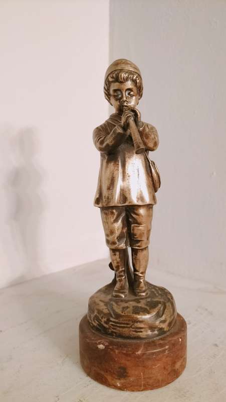 IHermann Gladenbeck (GermanC1926) Young Boy Playing A Bugle, Bronze