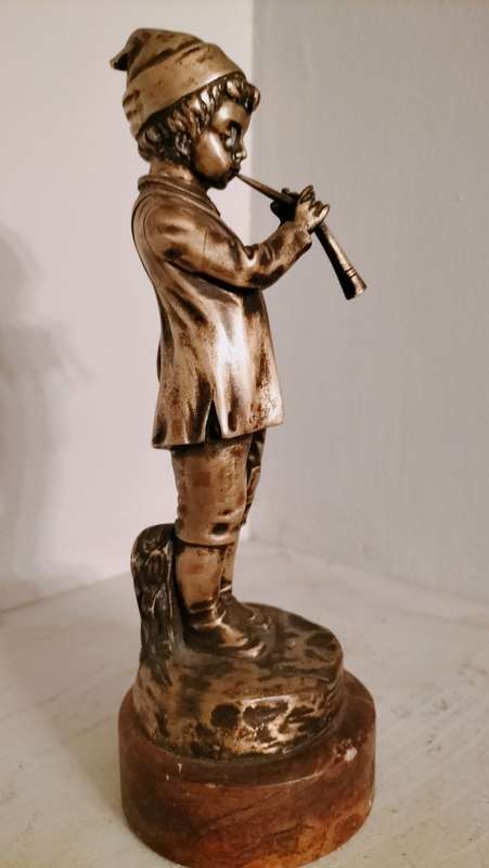 IHermann Gladenbeck (GermanC1926) Young Boy Playing A Bugle, Bronze