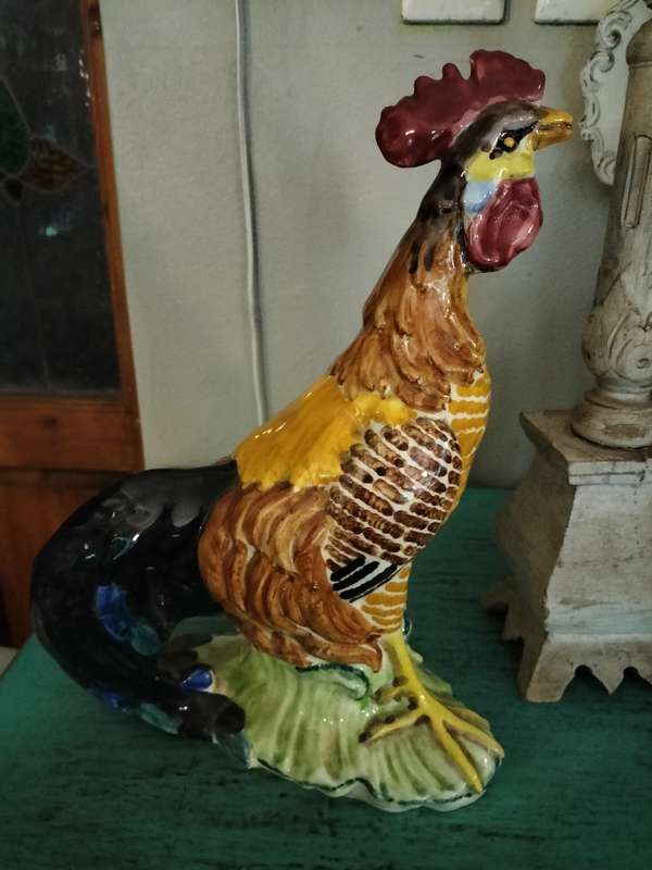 Large Porcelain Rooster Figurine Made in Spain