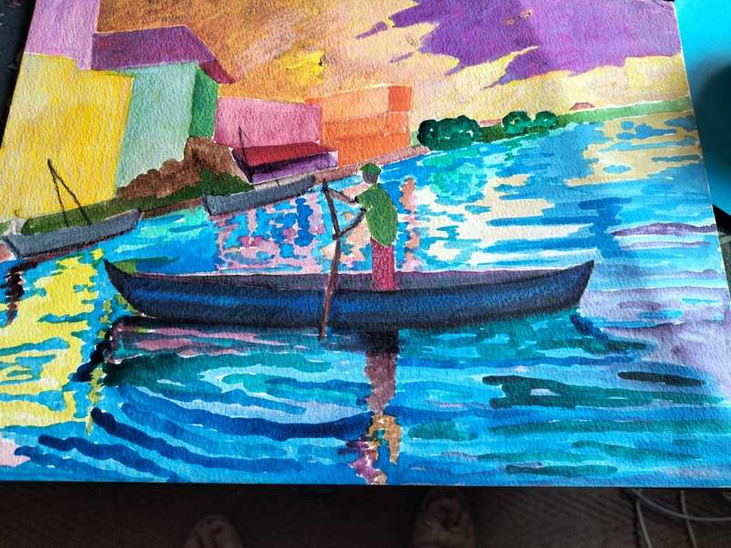 River  Painting by A Gunning C 1993
