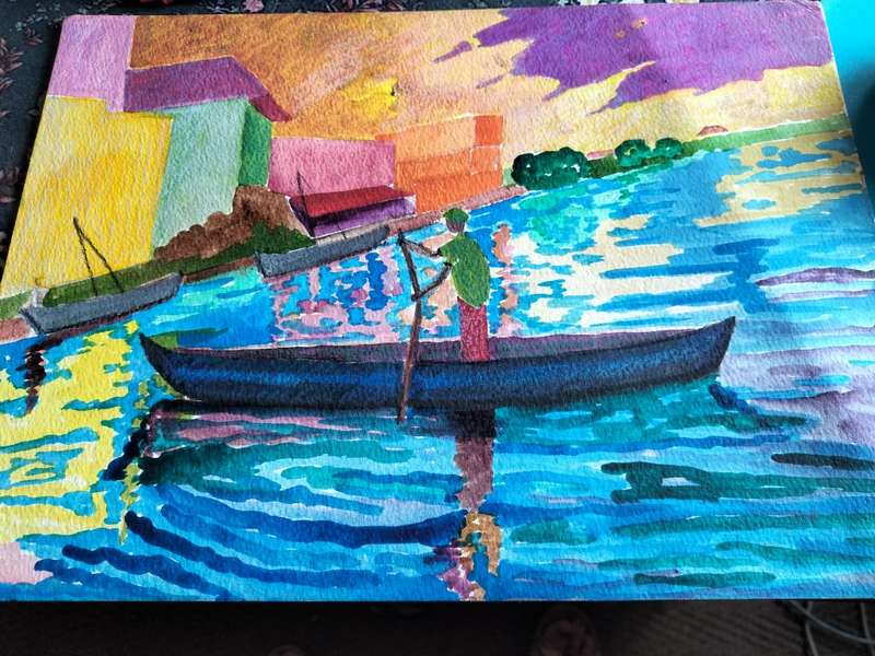 River  Painting by A Gunning C 1993