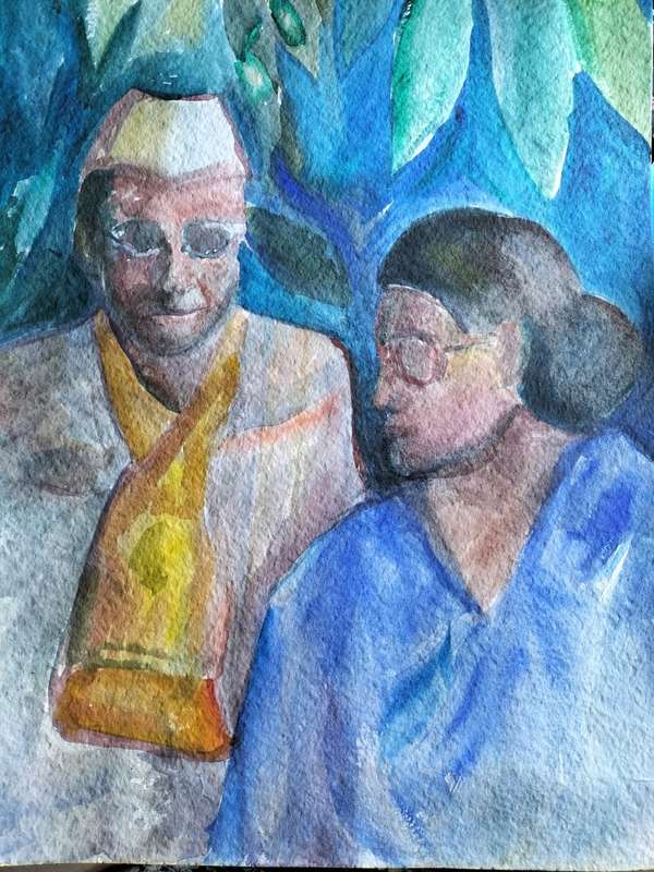 Painting by A Gunning  of A Man & Woman