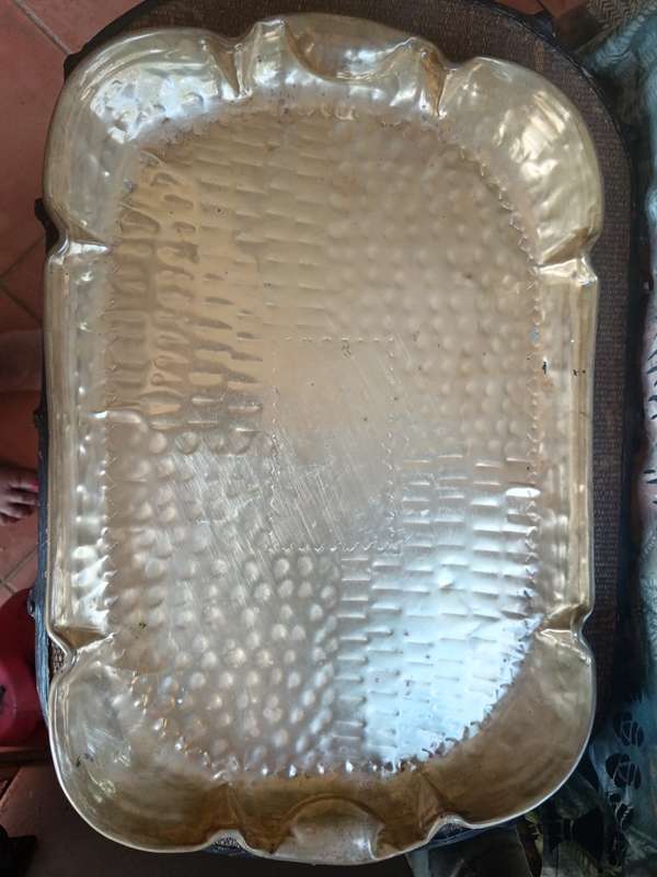 Large Brass Beaten Tray oblong Shape