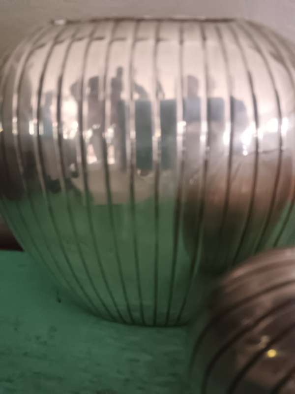 Pair of Silver Plated Ribbed Vases