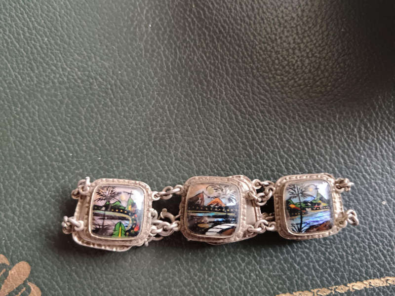 Alfonso Vintage Butterfly Wing Panel Bracelet Made In Brazil