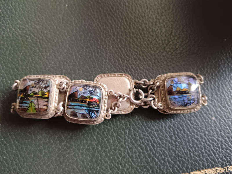 Alfonso Vintage Butterfly Wing Panel Bracelet Made In Brazil