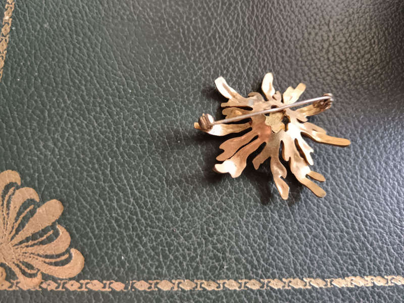 Gold Plated Vintage Brooch with Beads