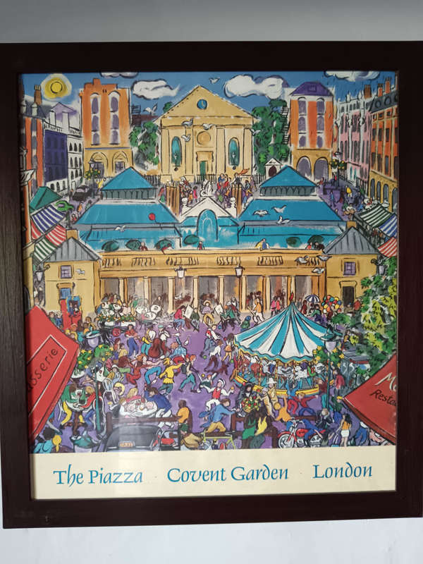 Framed London The Piazza Convent Garden Lithograph by Christopher Rogers
