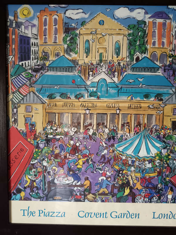 Framed London The Piazza Convent Garden Lithograph by Christopher Rogers