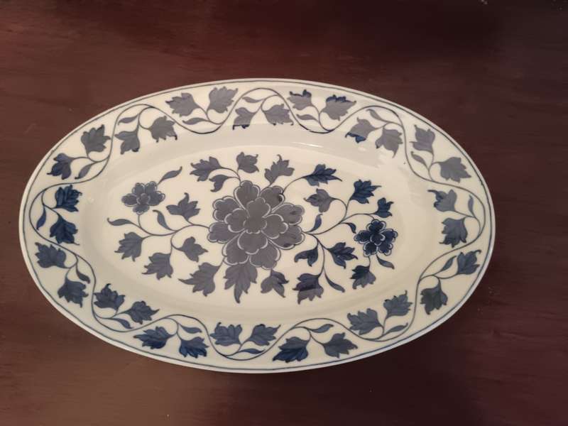 Blue & White Handpainted Chinese Oval Small Platter by Ming Village