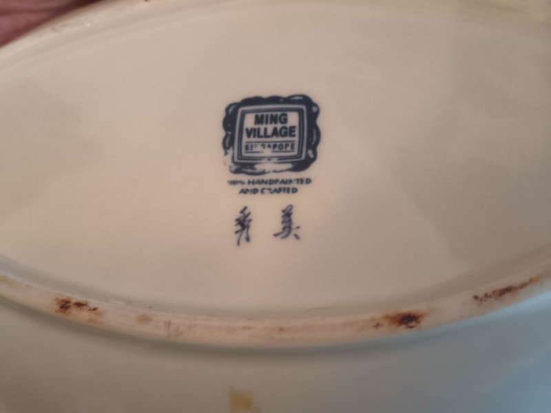 Blue & White Handpainted Chinese Oval Small Platter by Ming Village