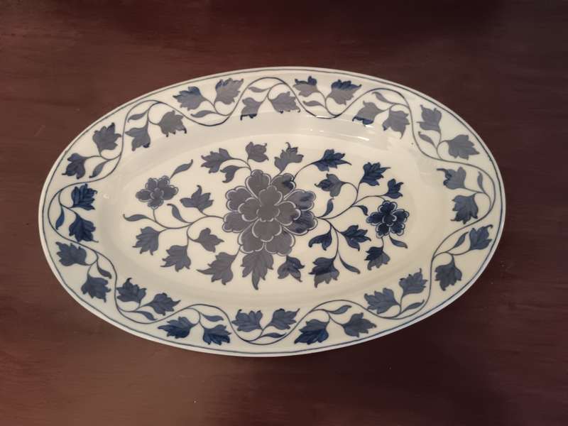 Blue & White Handpainted Chinese Oval Small Platter by Ming Village