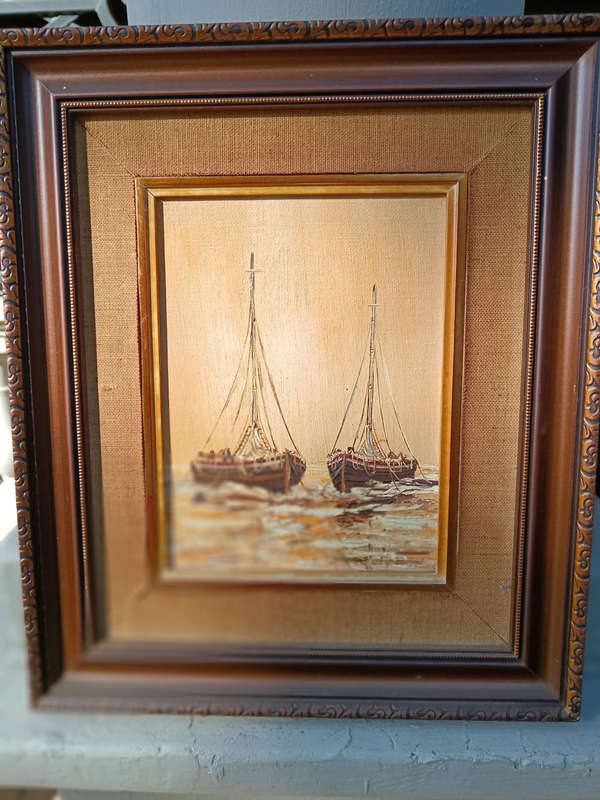 Framed Painting of Fishing Trawler by SA Artist Ann Donaldson