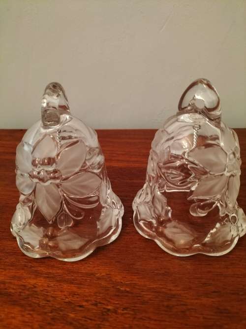 Beautiful Pair of Walterglas Christmas Bells Made in Germany