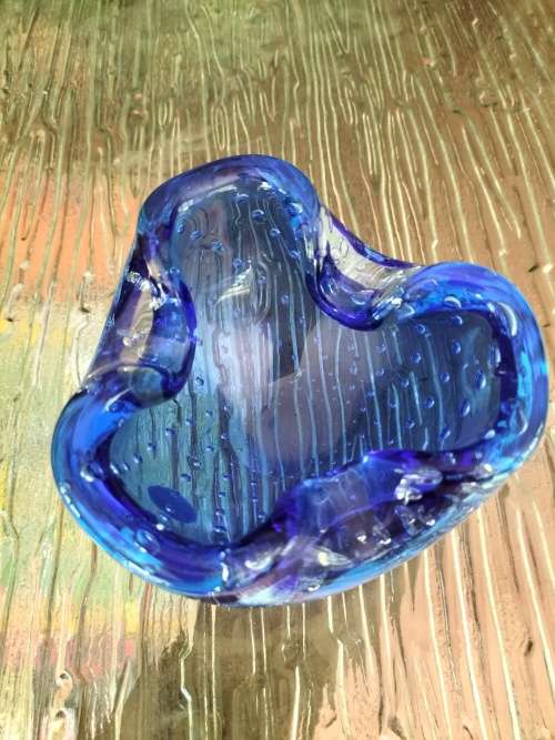 Blue Bubble Murano Ashtray