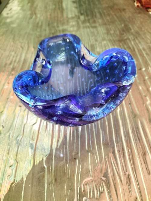 Blue Bubble Murano Ashtray