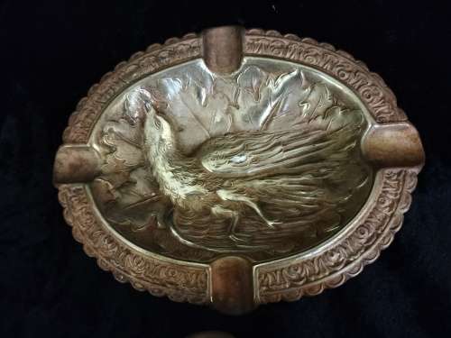 Bronze Pheasant Repousse Ashtray