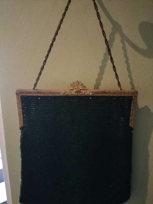 Vintage Emerald Green Beaded Evening Bag